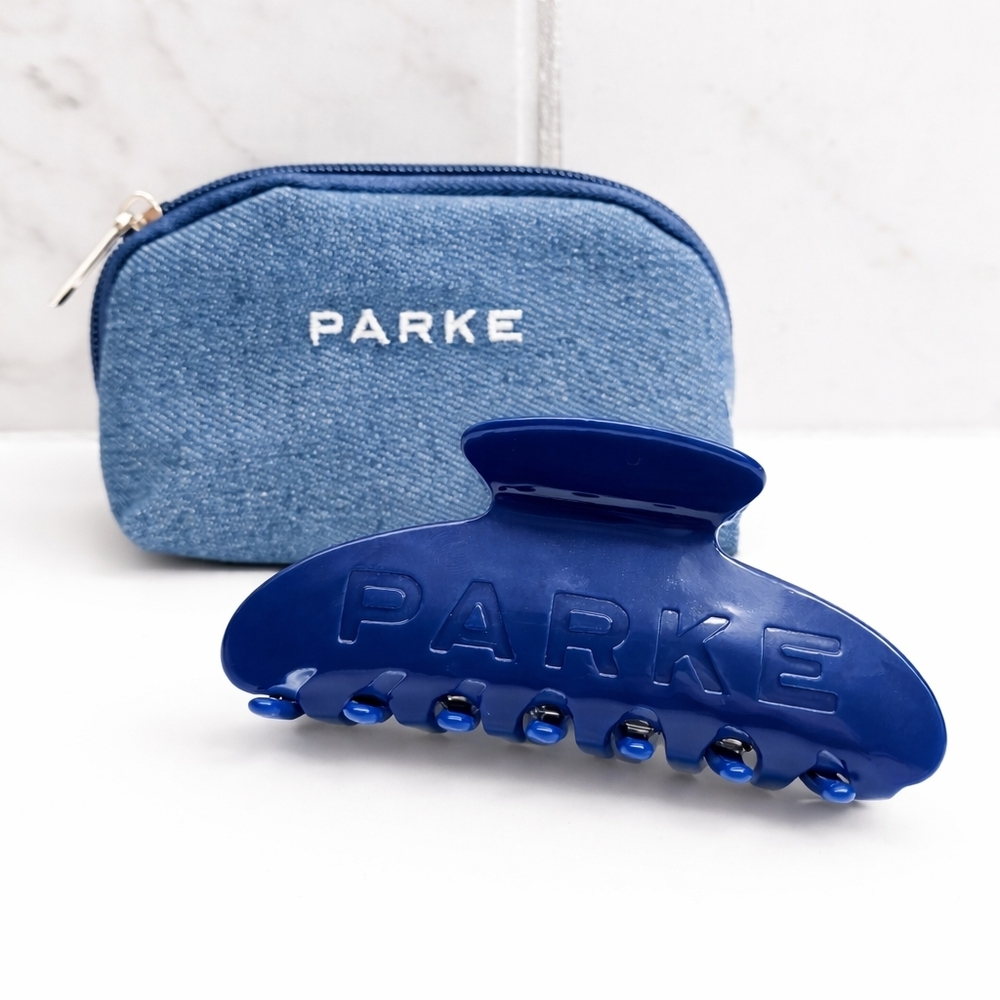 Parker Navy Blue Oversized Claw Clip And Denim Coin Purse Pouch Set